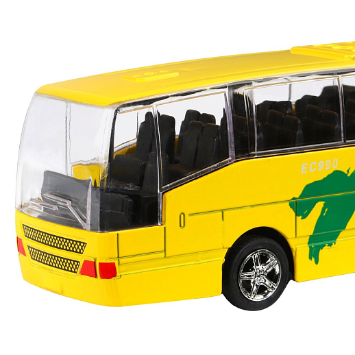 ТМ "Автопанорама" Автобус металлический 1:90, желтый, чип на русском языке, свет, инерция, в/к 22*13,5*5,8 см в Джамбо Тойз #4