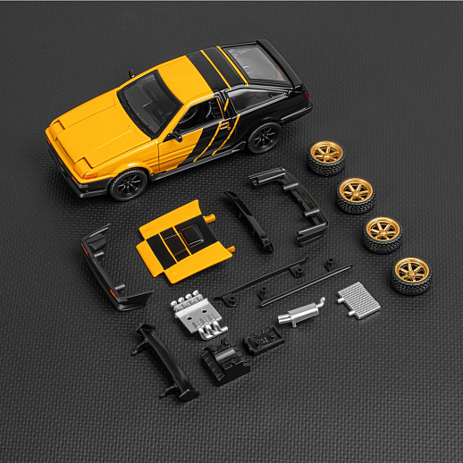 Машинка металлическая 1:37 Toyota Sprinter Trueno (AE86), желтый, тюнинг, откр. двери, свободный ход колес, в/к 23,5*10*4 см в Джамбо Тойз #10