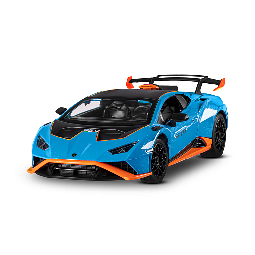 ТМ "Автопанорама" Машинка металлическая, 1:32 Lamborghini STO, голубой, принт, откр. двери и багажник, свет, звук, инерция, в/к 17,5*12,5*6,5 см в Джамбо Тойз #5