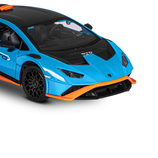 ТМ "Автопанорама" Машинка металлическая, 1:24  Lamborghini  Huracán STO, голубой, откр. двери и капот, свет, звук, свободный ход колес, в/к 24,5х12,5х10,5 см в Джамбо Тойз #21