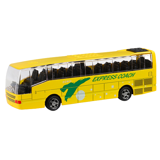 ТМ "Автопанорама" Автобус металлический 1:90, желтый, чип на русском языке, свет, инерция, в/к 22*13,5*5,8 см в Джамбо Тойз #2