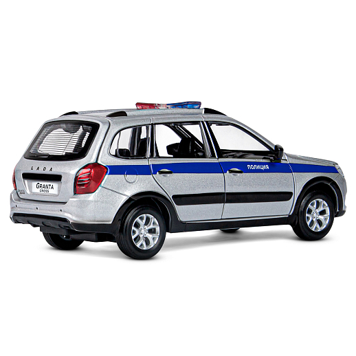 Машинка металлическая Автопанорама, инерционная, коллекционная модель LADA GRANTA CROSS "Полиция" масштаб 1:24, свет, звук, открываются 4 двери, капот, багажник,серебряный, в/к 24,5*12,5*10,5 см в Джамбо Тойз #9