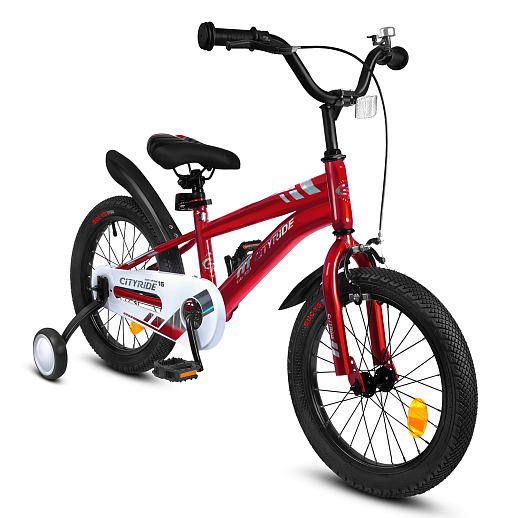 Велосипед CITYRIDE 16", модель CR-B2-07F41, рама сталь, обода алюминий, ножной тормоз, балансирные колёса, цвет красный хамелеон в Джамбо Тойз