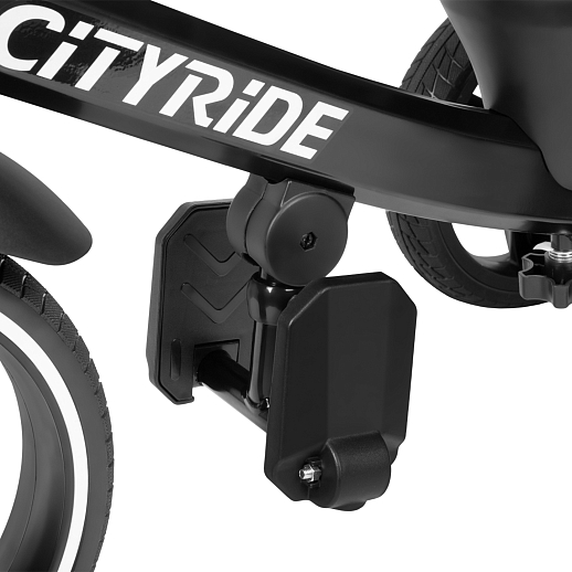 Трехколесные велосипед CITYRIDE, металл,  колеса PVC 12"/10", попрот. наколон. Сиденье с крышей,  род ручка, наклон руль, тормоз, корзинка   в Джамбо Тойз #12