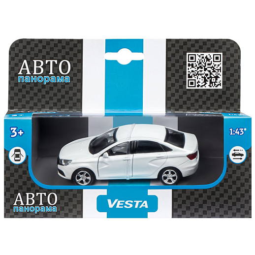 ТМ "Автопанорама" Машинка металлическая 1:43, LADA VESTA белая, откр. 2 двери., инерция в Джамбо Тойз #3