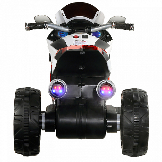 Электромотоцикл детский трехколесный на аккумуляторе с функцией водяного пара, 2 двигателя, USB, MP3, колеса пластик, свет LED. Цвет белый в Джамбо Тойз #7