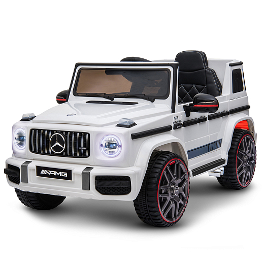 Электромобиль Mercedes Benz AMG на аккум.,12V/4.5AH*1, 380*2, Р/У 2.4GHz, свет, звук, сиденье эко-кожа, колеса EVA,откр.двери,индик.зарядки, MP3, плавн.старт, в/к 105*55*33см. Цвет - белый. в Джамбо Тойз