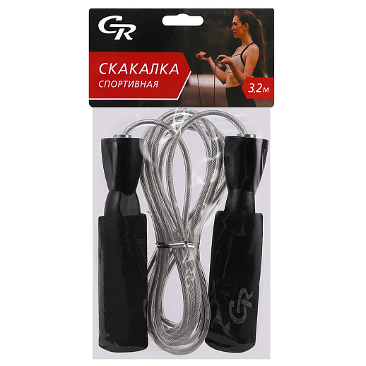 Скакалка спортивная, 3,2 м, ручка EVA+PP, веревка прозрачная PU+стальная проволока, c подшипником,цв на блистере,  в/п в Джамбо Тойз #2