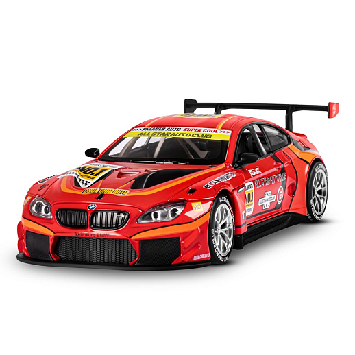 ТМ "Автопанорама" Машинка металлическая, 1:24 BMW M6 GT3, красный, откр. двери и капот, свет, звук, свободный ход колес, в/к 24,5х12,5х10,5 см в Джамбо Тойз #5