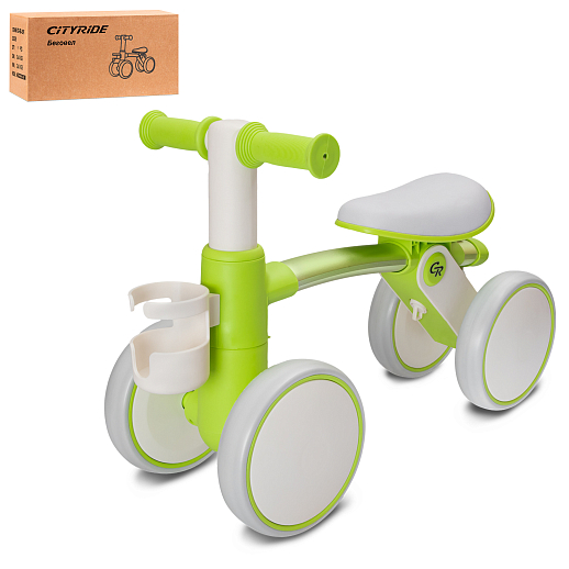 Беговел CITYRIDE, модель CR-BB-06, колеса EVA, алюминиевая рама, задняя ось сдвижная, цвет зелёный в Джамбо Тойз