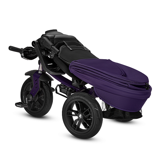 Детский трехколесный велосипед с ручкой CITY-RIDE LUNAR. Поворотное сиденье 360, складная крыша D600, подножки, надувные колеса 12/10, фара в Джамбо Тойз #10