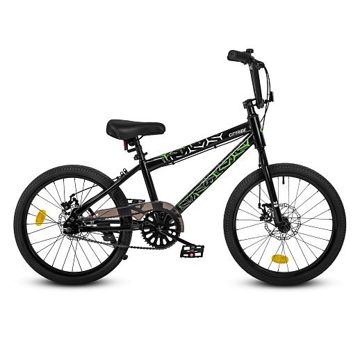Велосипед двухколёсный CITYRIDE, модель CR-B2-14F7, рама сталь, колеса 20", дисковые тормоза, цвет чёрный-зелёный в Джамбо Тойз #6