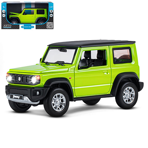 ТМ "Автопанорама" Машинка металлическая, 1:18, Suzuki Jimny, зеленый, открываются двери, капот и багажник, свободный ход колес, световые и звуковые эффекты, в/к 24,5х12,5х10,5 см в Джамбо Тойз