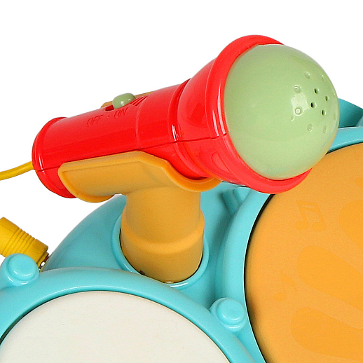 Детская барабанная установка с микрофоном, свет, звук эфф, цв.голубой, в/к 32*28*18см в Джамбо Тойз #5