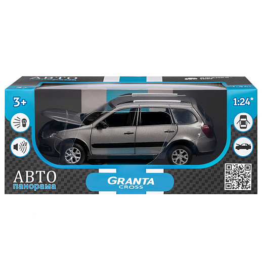 Машинка металлическая Автопанорама, инерционная, коллекционная модель LADA GRANTA CROSS, масштаб 1:24, свет, звук, открываются 4 двери, капот, багажник, серебряный перламутр, в/к 24,5*12,5*10,5 см в Джамбо Тойз #15
