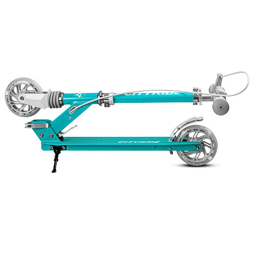 Двухколесный самокат CITY-RIDE 120, ал. 100%. Аморт. передний. Колеса PU 120/120 мм. Подшипники: Abec-9. Грипсы: резина. Хомуты анод, замок на руле. Ручной задний тормоз. Зеленый в Джамбо Тойз #5
