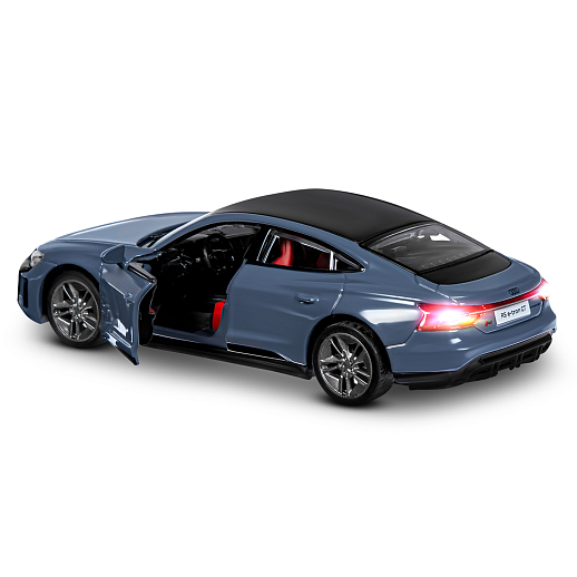 Машинка металлическая 1:36 Audi RS e-tron GT с зарядной станцией, серый, свет, звук, откр. двери и капот, инерция, в/к 20,6*9,*9 см в Джамбо Тойз #4