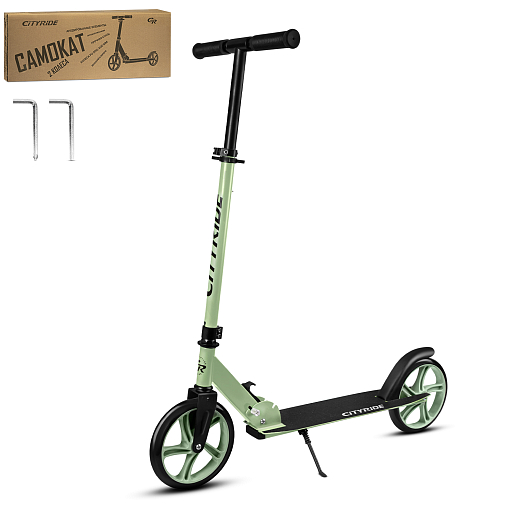 2хкол. самокат CITYRIDE 200, сталь 100%, грипсы 135мм TPR, колеса PU 200/200 мм. Зеленый в Джамбо Тойз