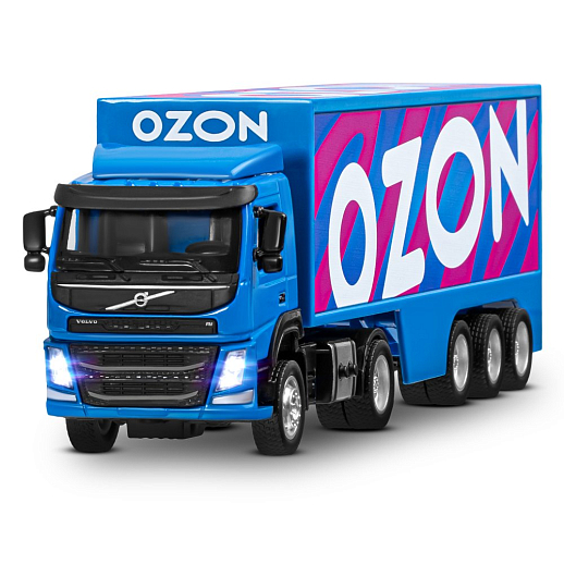 Игрушка для детей: Машинка металлическая 1:50 Volvo OZON, цвет синий, откидывается кабина, свет, звук, свободный ход колес, артикул JB1251739 в Джамбо Тойз #19