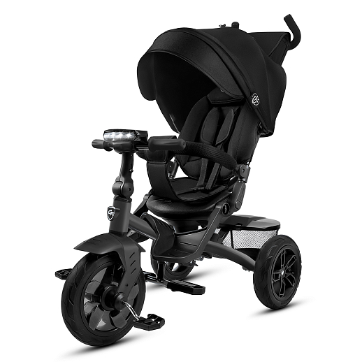 Детский трехколесный велосипед с ручкой CITY-RIDE LUNAR. Поворотное сиденье 360, складная крыша D600, подножки, надувные колеса 12/10, фара в Джамбо Тойз