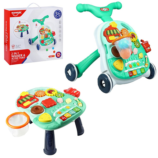 Ходунки, игровой центр, свет, звук, цвет зеленый, в/к 38х11х34,5 см в Джамбо Тойз