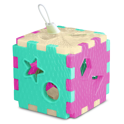 ТМ "Компания Друзей" Сортер КУБ, в сетке  розово-бирюзово-молочный, в сетке 10,5х10,5х10,5 см в Джамбо Тойз #4