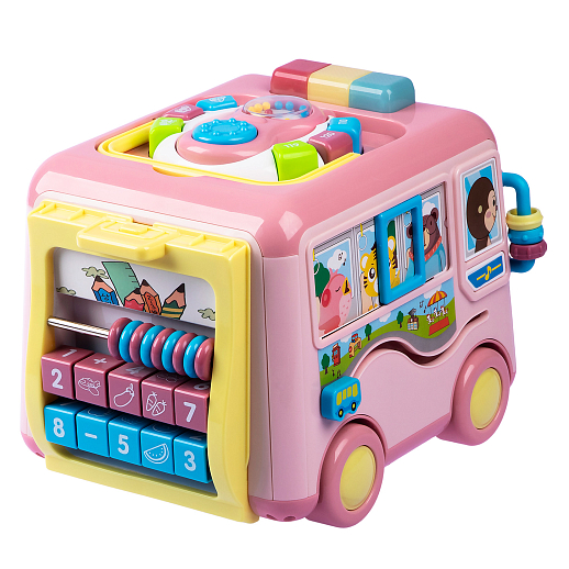 ТМ "Smart Baby" Развивающая игрушка "Автобус" цвет розовый, Шаинский, 57 звуков, стихов, мелодий, песен. Сказки и загадки. Свет, звук, регулирующаяся громкость, в/к 31х22,5х23,5 см в Джамбо Тойз #4