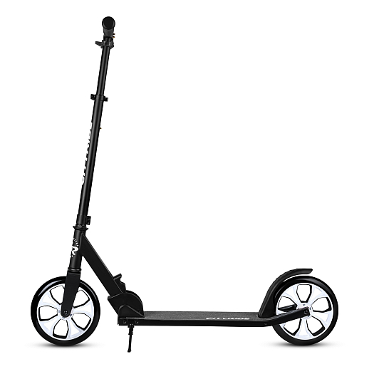 Двухколесный самокат CITYRIDE 200, ал. 50/50%, t-bar сталь, грипсы 135мм TPR, колеса PU 200/200, 86A, подножка, abec 9, черный в Джамбо Тойз #6