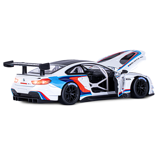 ТМ "Автопанорама" Машинка металлическая, 1:24, BMW M6 GT3, белый,  откр. двери и капот, свет, звук, свободный ход колес, в/к 24,5 х 12,5 х 10,5 см в Джамбо Тойз #16