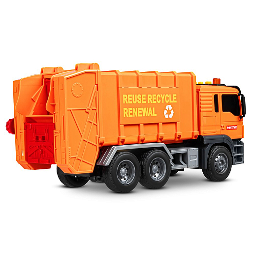 AUTODRIVE_Фрикционный Мусоровоз,помповый механизм, 3 контейнера в компл., звук,свет,на бат.,в гофрокор. 33*12,5*18,5см в Джамбо Тойз #7