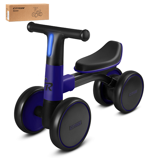 Беговел CITYRIDE, рама сталь, колеса пластик, музыка Шаинского, свет, синий-черный, в/к в Джамбо Тойз