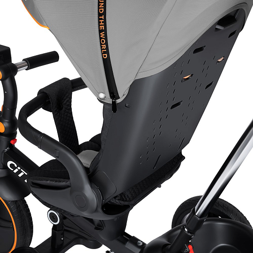 Трехколесные велосипед CITYRIDE, металл,  колеса PVC 12"/10", попрот. наколон. Сиденье с крышей,  род ручка, наклон руль, функц. фара, тормоз, корзинка в Джамбо Тойз #10