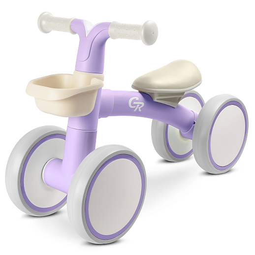 Беговел 4 колесный "CR" в/к. Алюминиевая рама, мягк. регул. сиденье, колеса 7" EVA, корзинка. Цвет фиолетовый в Джамбо Тойз #2