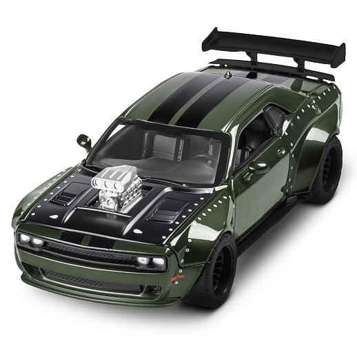 ТМ "Автопанорама" Машинка металлическая 1:36 2022 Dodge challenger SRT Jailbreak, зеленый, тюнинг, откр. двери, свободный ход колес, в/к 23,5*10*4 см в Джамбо Тойз #6