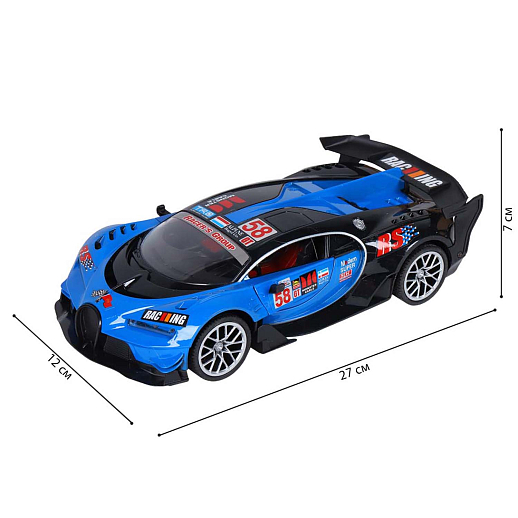 AUTODRIVE Р/У Машина гоночная, М1:14, 27MHz,5 каналов, двери откр. с пульта,пульт-руль, свет,цвет синий,с аккум., в/к 41*7*32см в Джамбо Тойз #4