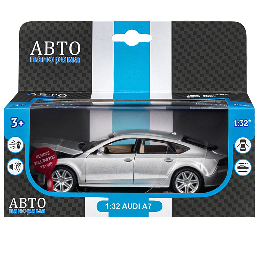 ТМ "Автопанорама" Машинка металлическая 1:32 Audi A7, серебряный, свет, звук, откр. двери, капот и багажник, инерция, в/к 17,5*13,5*9 см в Джамбо Тойз #20
