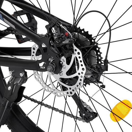 Велосипед CITYRIDE 24", модель CR-B2-SH03, рама сталь, обода двойные алюминий, трансмиссия 1*9 ск, амортизационная вилка, дисковые мех. тормоза цвет чёрный в Джамбо Тойз #9