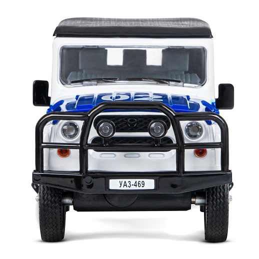 Машинка металлическая Автопанорама, инерционная, коллекционная модель УАЗ-469 "Полиция", масштаб 1:24, свет, звук, открываются двери, капот, багажник, белый, в/к 22*12*11 см в Джамбо Тойз #9
