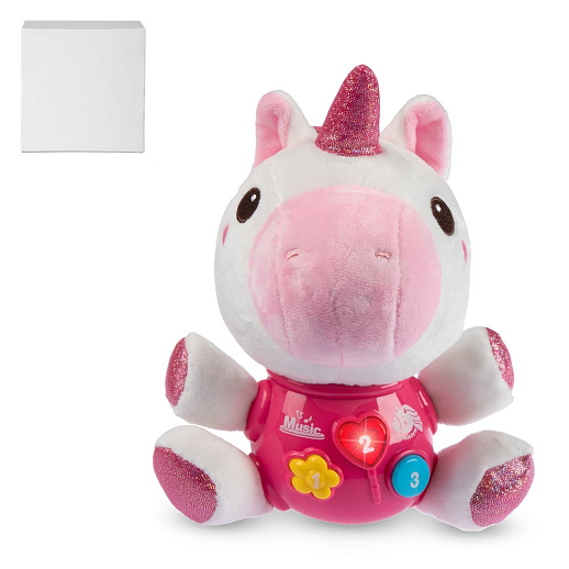 ТМ "Smart Baby" Развивающая мягкая игрушка "Единорог" русский язык,  Шаинский, в/к в Джамбо Тойз