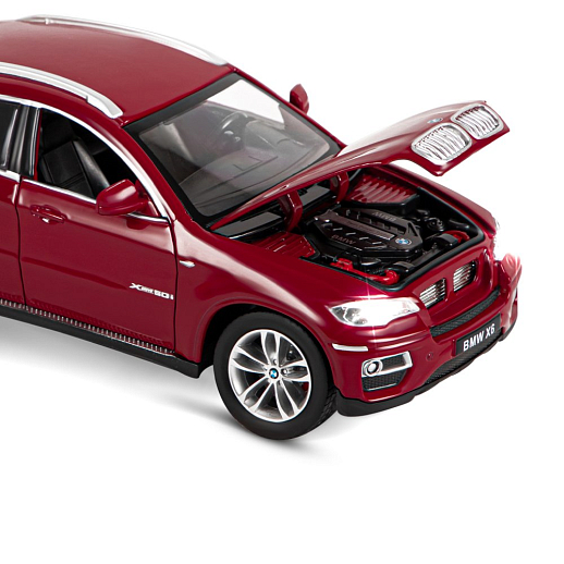 ТМ "Автопанорама" Машинка металлическая 1:26 BMW X6, бордовый, откр. двери, капот и багажник, свободный ход колес, в/к 24,5*12,5*10,5 см в Джамбо Тойз #20