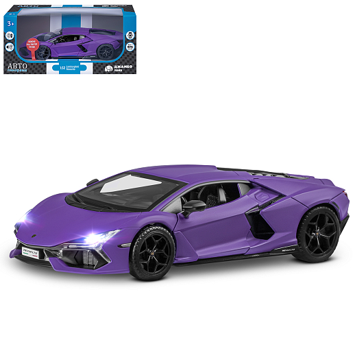 ТМ "Автопанорама" Машинка металл. 1:32 Lamborghini Revuelto, фиолетовый, инерция, откр. двери, в/к 17,5*12,5*6,5 см в Джамбо Тойз