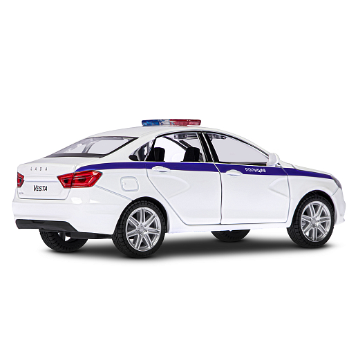 Машинка металлическая Автопанорама, инерционная, коллекционная модель LADA VESTA "Полиция" седан, масштаб 1:24, свет, звук, открываются 4 двери, капот, багажник, белый, в/к 24,5*12,5*10,5 см в Джамбо Тойз #8