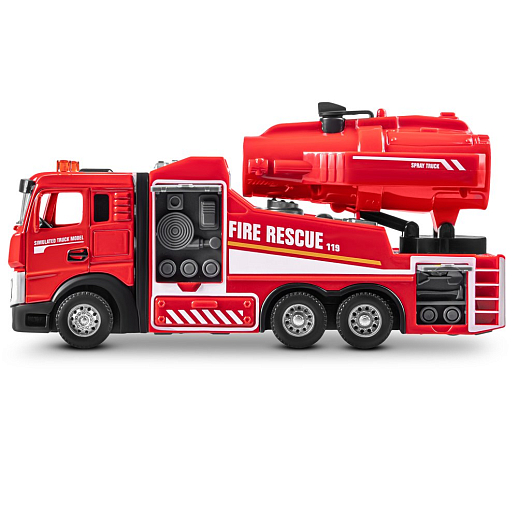 Пожарная металлическая машинка , красный, откр. двери, инерция, пар, свет, 22*6,5*11 см, в/к в Джамбо Тойз #5