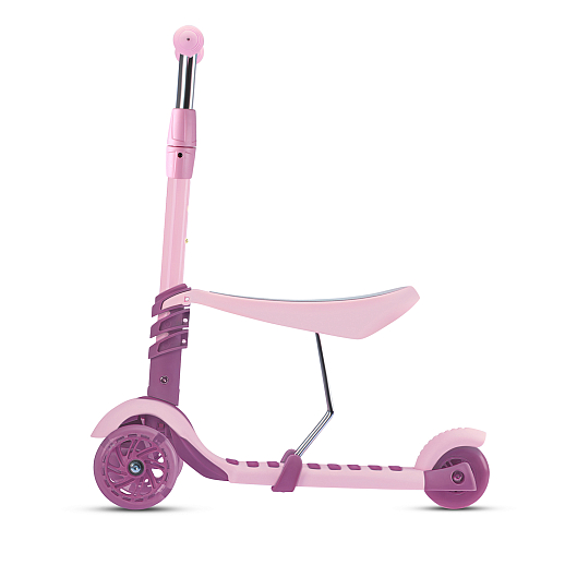 Трехколесный самокат-беговел CITYRIDE 3в1. в/к. Колеса PU 120/95, передние LED свет. Ручка - сталь, корзина, дека сиденье PP материал. Ручка управления. C корзиной в светлый розовый цвет. в Джамбо Тойз #14