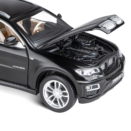 ТМ "Автопанорама" Машинка металлическая 1:32  BMW X6, черный, свет, звук, откр. двери, капот и багажник, инерция, в/к 17,5*13,5*9 см в Джамбо Тойз #15