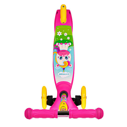 Трехколесный самокат "CITYRIDE" в/п, телескопический руль металл, колеса PU 120/76 со светодиодами, Abec-5, размер 53х23х70 см, до 35 кг, от 3 лет, розовый в Джамбо Тойз #5