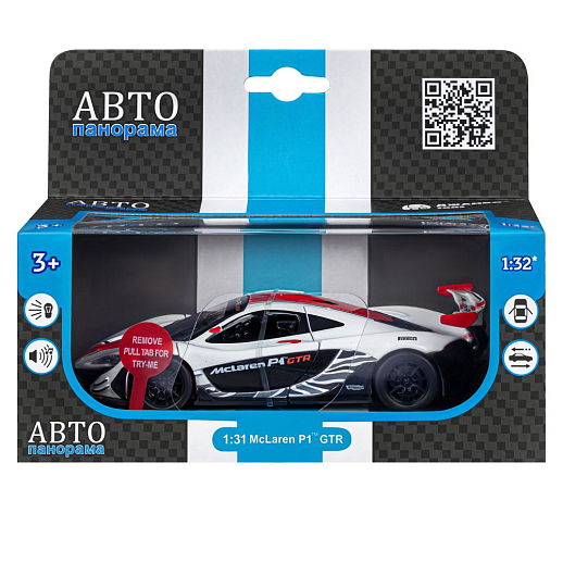 ТМ "Автопанорама" Машинка металлическая 1:31 Mclaren P1™ GTR, белый, откр. двери, свет, звук, инерция, в/к 18*13,5*9 см в Джамбо Тойз #3
