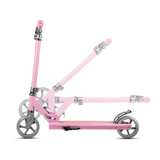 Самокат 2хколесный Материал: Алюминий.Колесо: 145 мм PU,Размер в разложенном виде: 76X36X95 см¶Размер деки: 51X12 см¶Цвет: розовый в Джамбо Тойз #14
