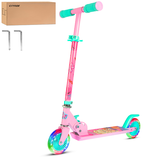 2хкол. самокат CITYRIDE HW 120, ал. 50/50% , t-bar алюм, дека сталь, грипсы 95мм TPR, колеса PVC со светом  120/120 мм в Джамбо Тойз