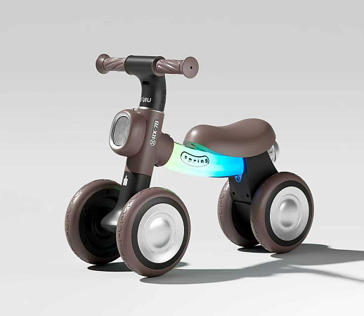 Беговел CITYRIDE, модель CR-BB-14,прозрачная рама со светом, звук, колеса TPR,  цвет коричневый, в\к в Джамбо Тойз